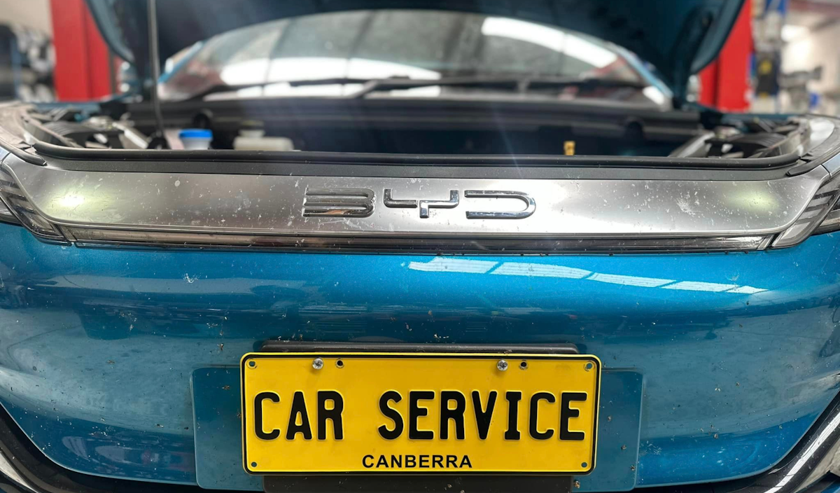 Car Service Canberra servicing a BYD EV.